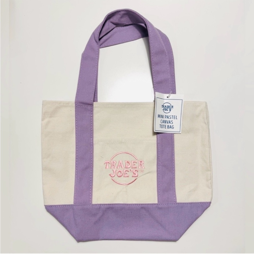 Trader Joe’s Purple Mini Pastel Canvas Tote Bag